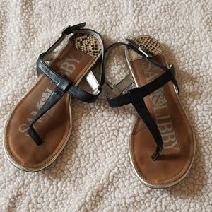Black and silver sandals